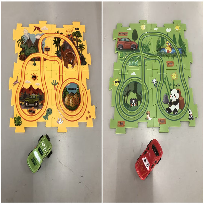 Kinder Puzzle Elektrische Eisenbahn Speeder DIY Montage Elektrische Auto Automatische Schiene Stadt Szene Bau Bildung Spielzeug Geschenk