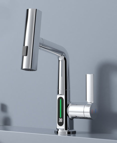 Intelligente Digitalanzeige Wasserhahn Pull-out Becken Wasserhahn Temperatur Digitalanzeige Rotation