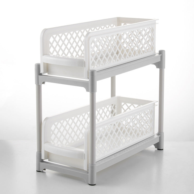 2-stufiger Schiebeschrank-Korb-Organizer, Schubladen-Netz-Aufbewahrungs-Organizer