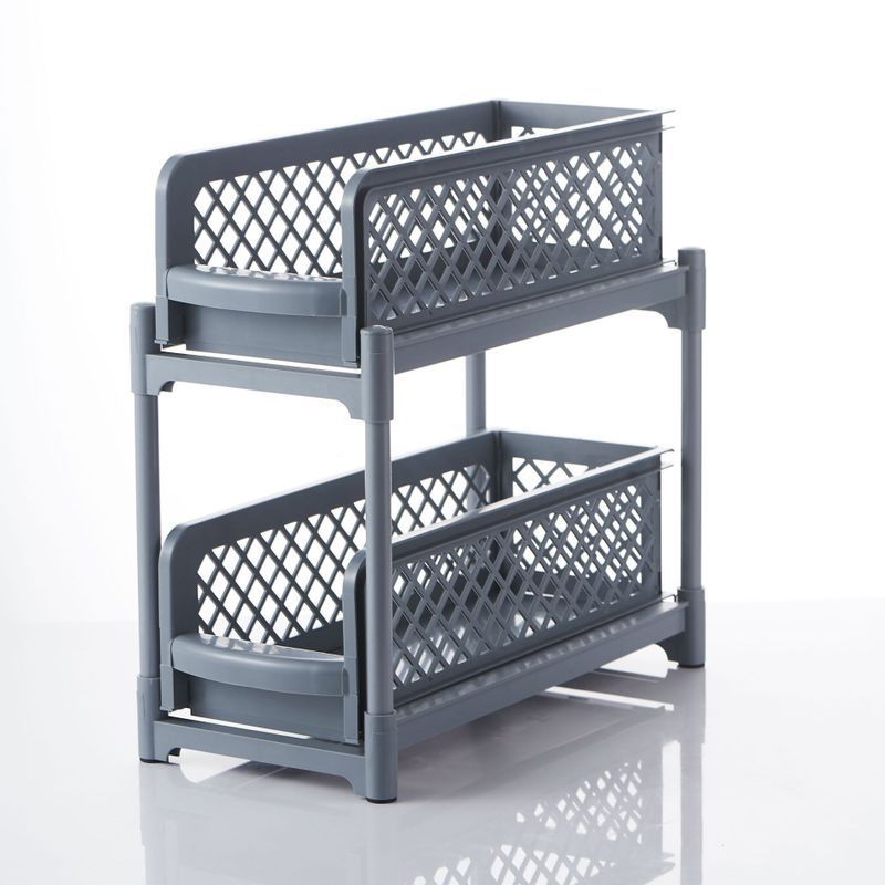 2-stufiger Schiebeschrank-Korb-Organizer, Schubladen-Netz-Aufbewahrungs-Organizer