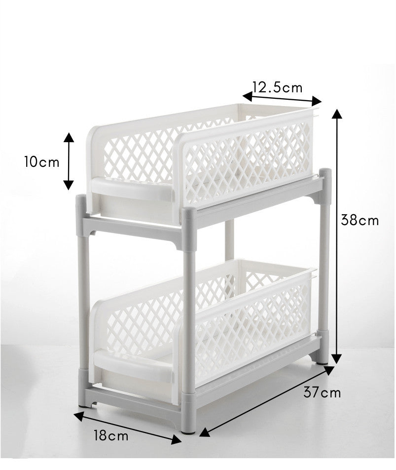 2-stufiger Schiebeschrank-Korb-Organizer, Schubladen-Netz-Aufbewahrungs-Organizer