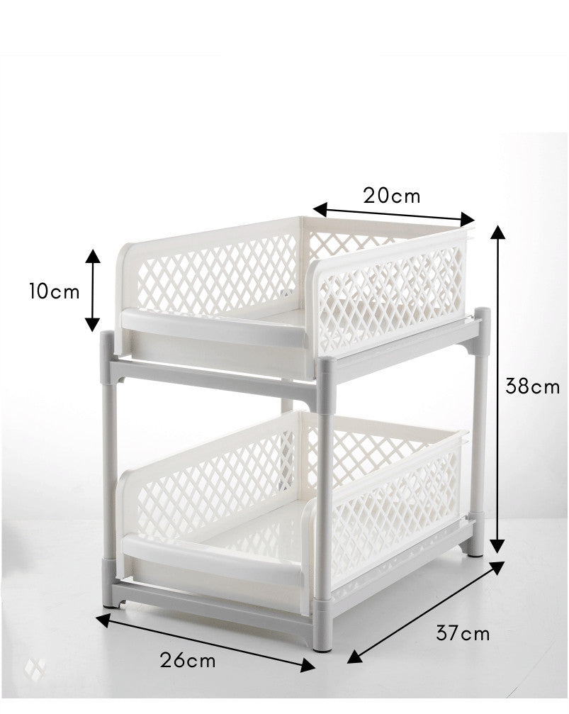 2-stufiger Schiebeschrank-Korb-Organizer, Schubladen-Netz-Aufbewahrungs-Organizer
