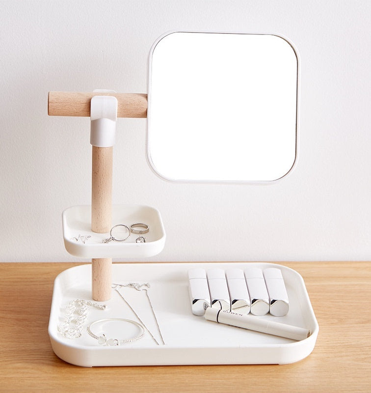 Desktop Kosmetik Lagerung Box Make-Up Pinsel Lippenstift Maske Hautpflege Produkte Mit Spiegel Dressing Tisch Finishing Rack