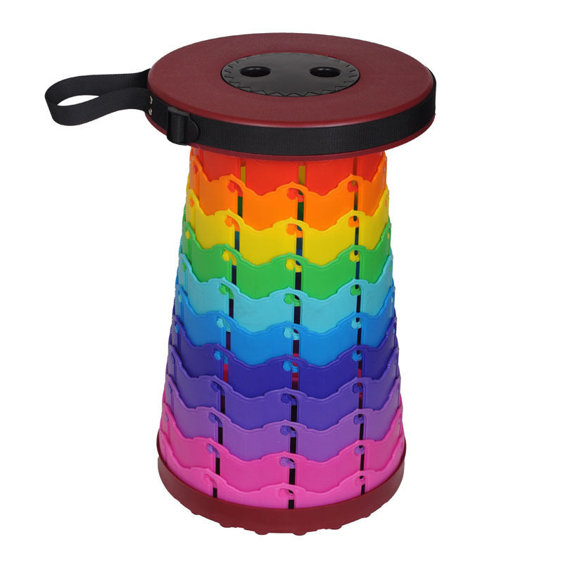 Tragbarer, zusammenklappbarer, einziehbarer Reisehocker in Regenbogenfarben