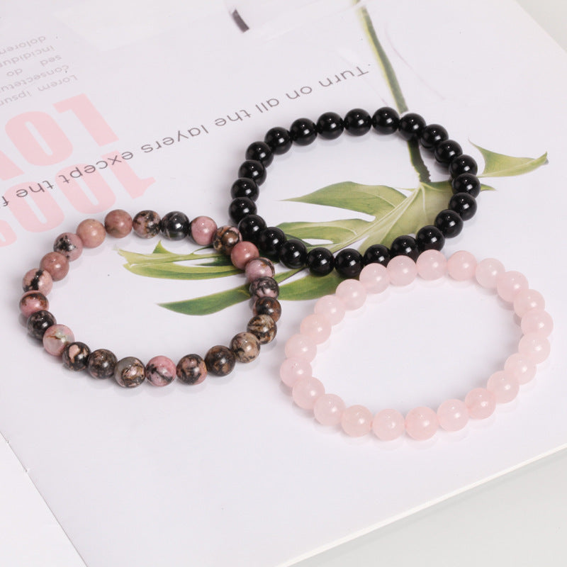 Schwarzes Achat-Rosenstein-Armband