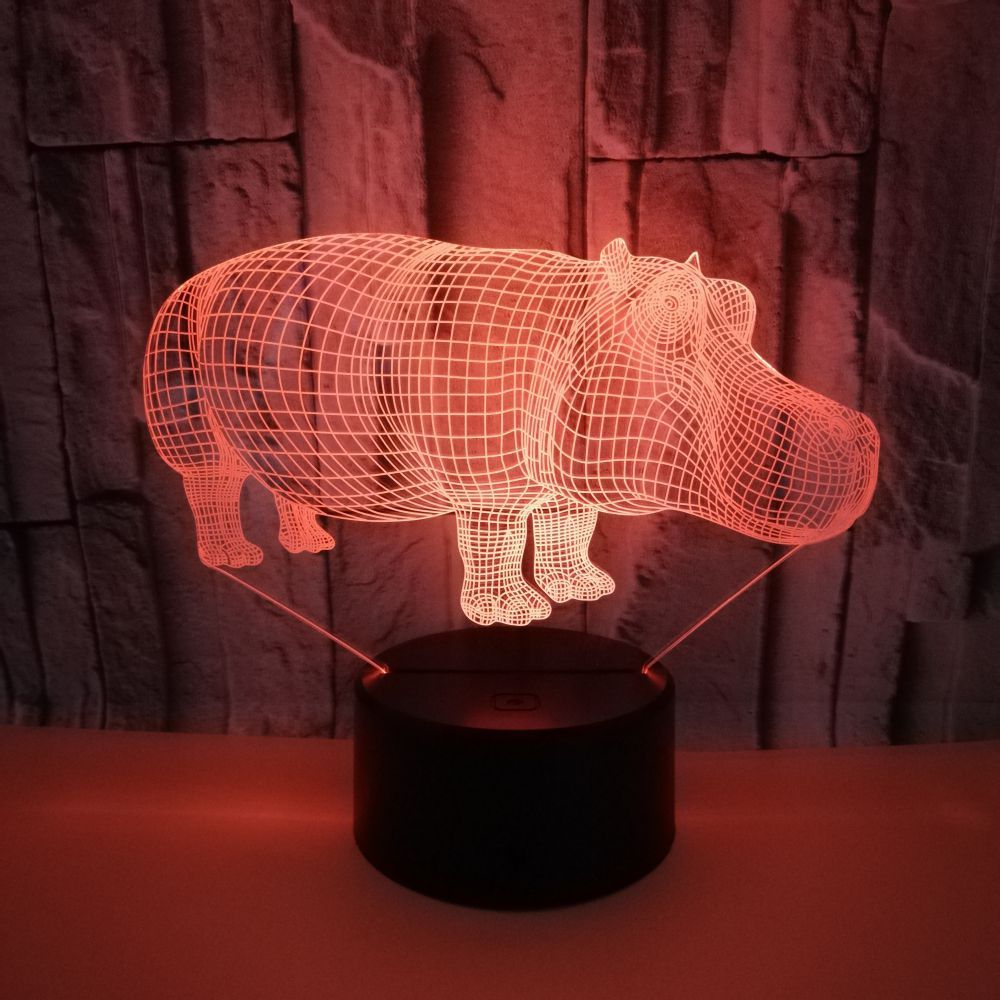 Kreatives Nilpferd 3D Nachtlicht
