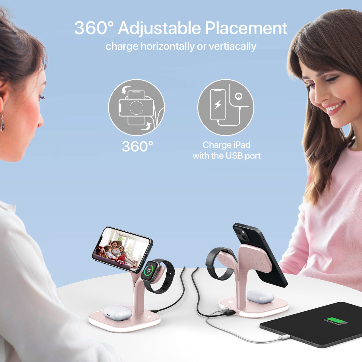 5-in-1 magnetische, kabellose Desktop-Schnellladestation für mehrere Geräte