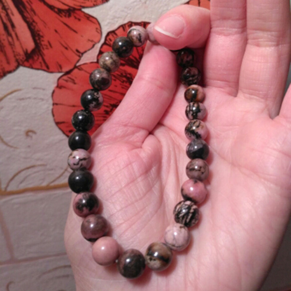 Schwarzes Achat-Rosenstein-Armband