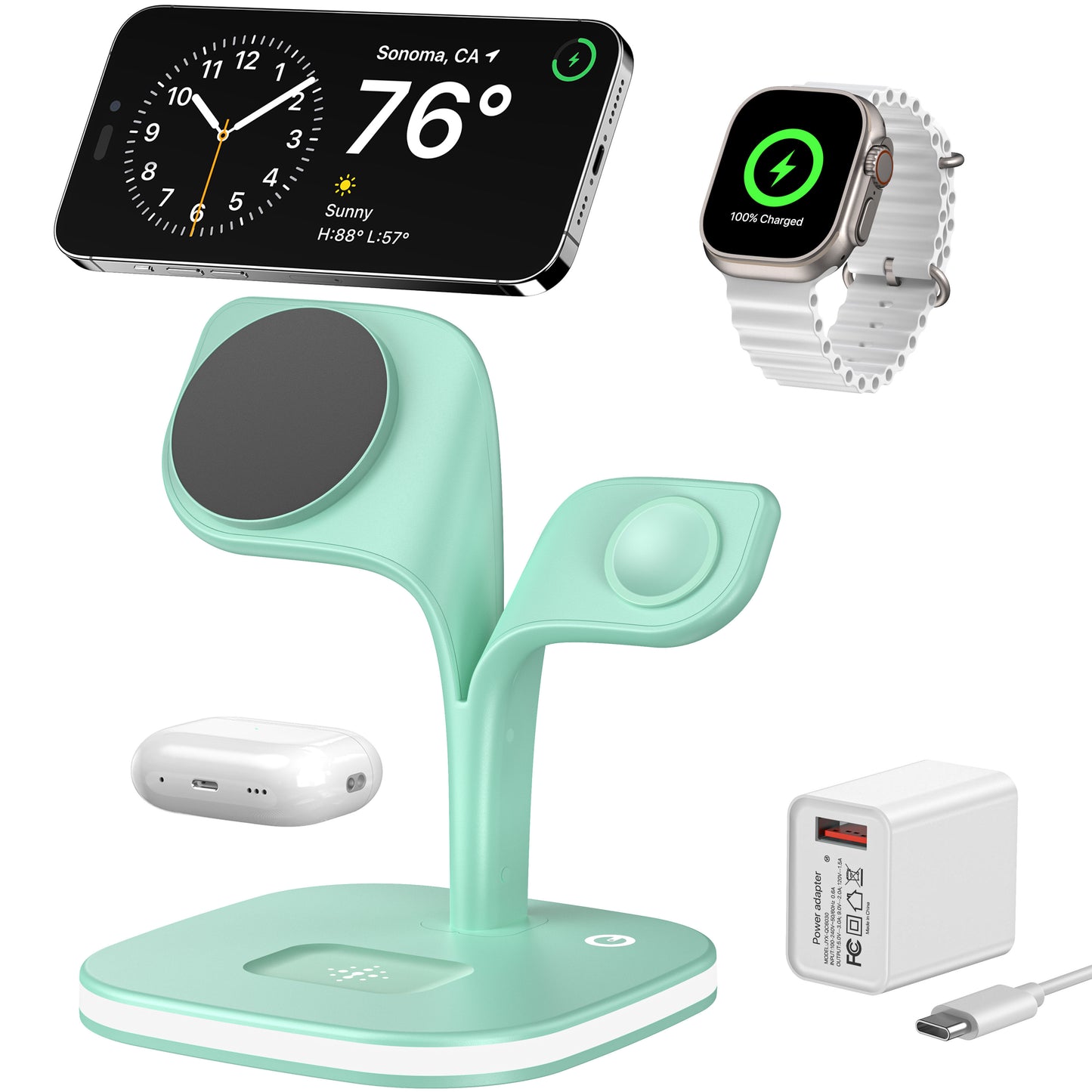 5-in-1 magnetische, kabellose Desktop-Schnellladestation für mehrere Geräte