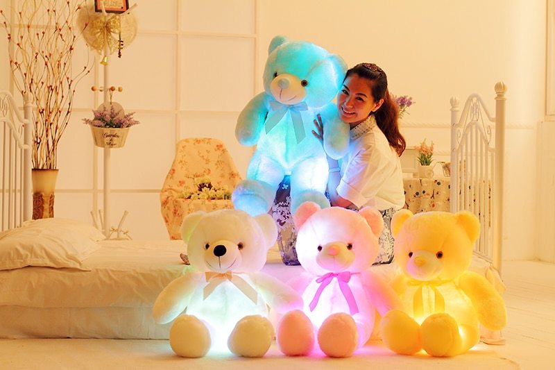 Kreatives Leuchten LED Teddybär Kuscheltiere Plüschtier Buntes leuchtend Geschenk für Kinder Kissen