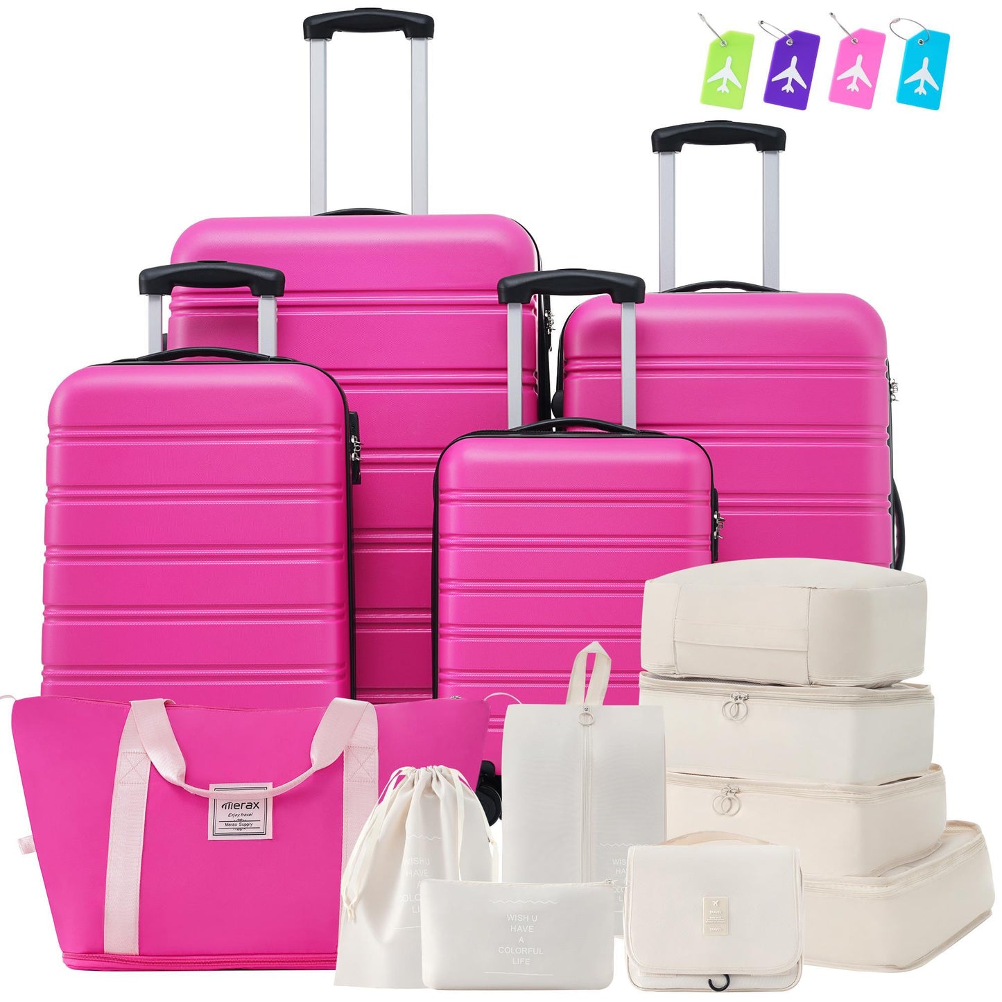 Hartschalenkoffer 4-teilig Set Leicht 16 Zoll, 20 Zoll, 24 Zoll, 28 Zoll Reisekoffer.