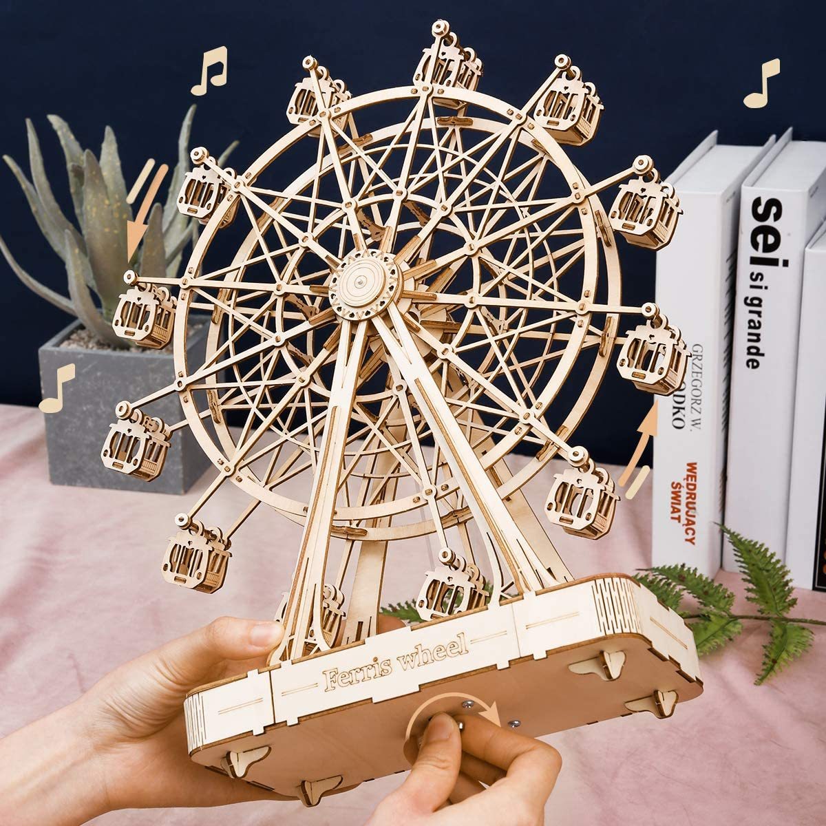 Robotime DIY Holz Drehbare Riesenrad Modell Mit Spielen Musik Spielzeug Für Kinder Geburtstag