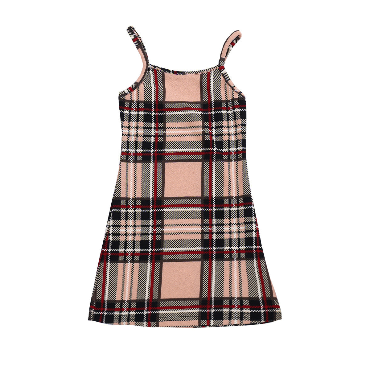 Ärmelloses kariertes Sommerkleid für Mädchen mit Hosenträgern
