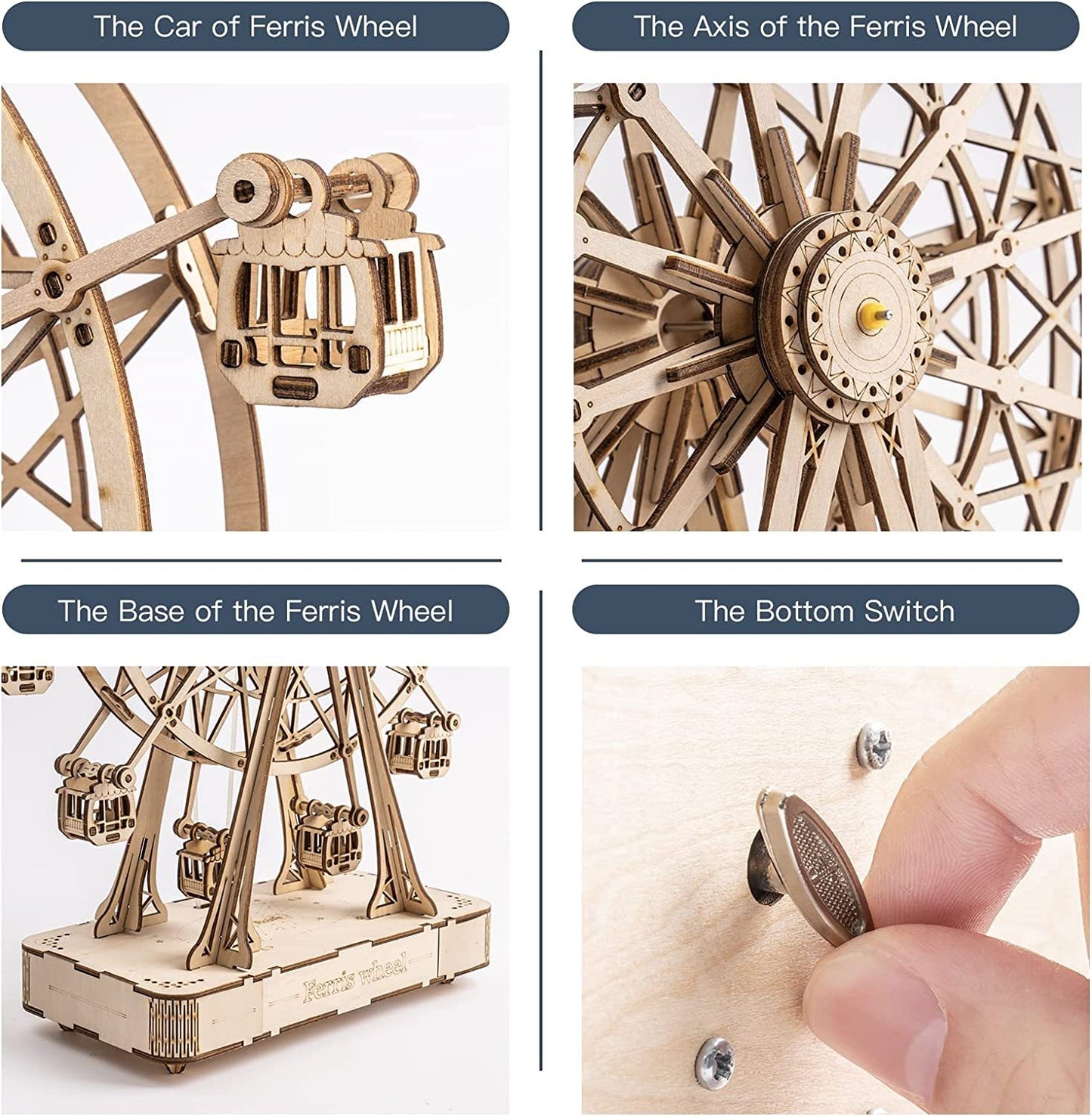Robotime DIY Holz Drehbare Riesenrad Modell Mit Spielen Musik Spielzeug Für Kinder Geburtstag