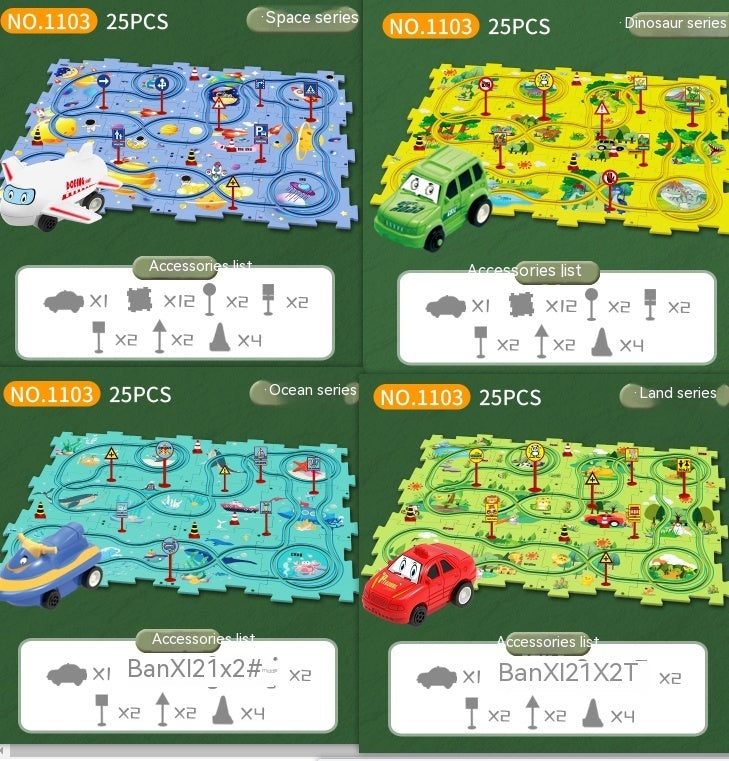 Kinder Puzzle Elektrische Eisenbahn Speeder DIY Montage Elektrische Auto Automatische Schiene Stadt Szene Bau Bildung Spielzeug Geschenk