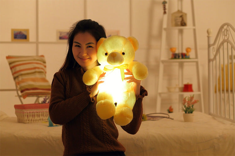Kreatives Leuchten LED Teddybär Kuscheltiere Plüschtier Buntes leuchtend Geschenk für Kinder Kissen