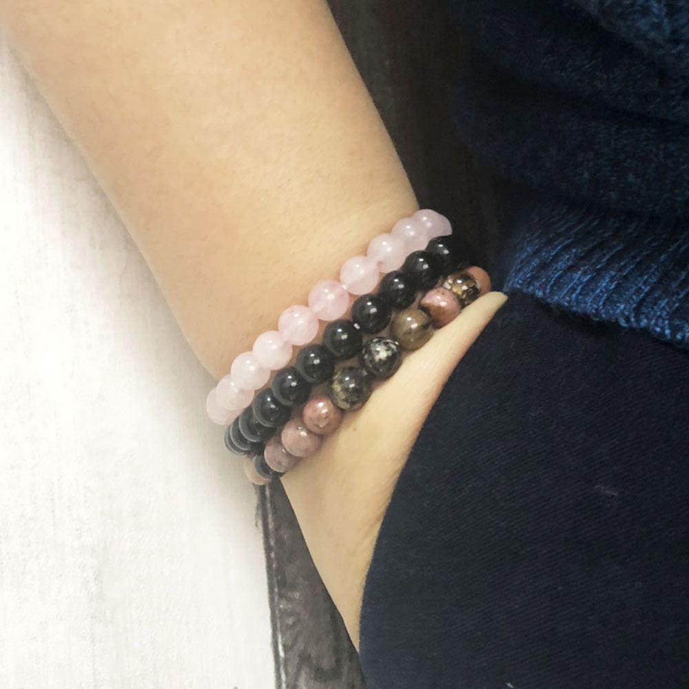 Schwarzes Achat-Rosenstein-Armband