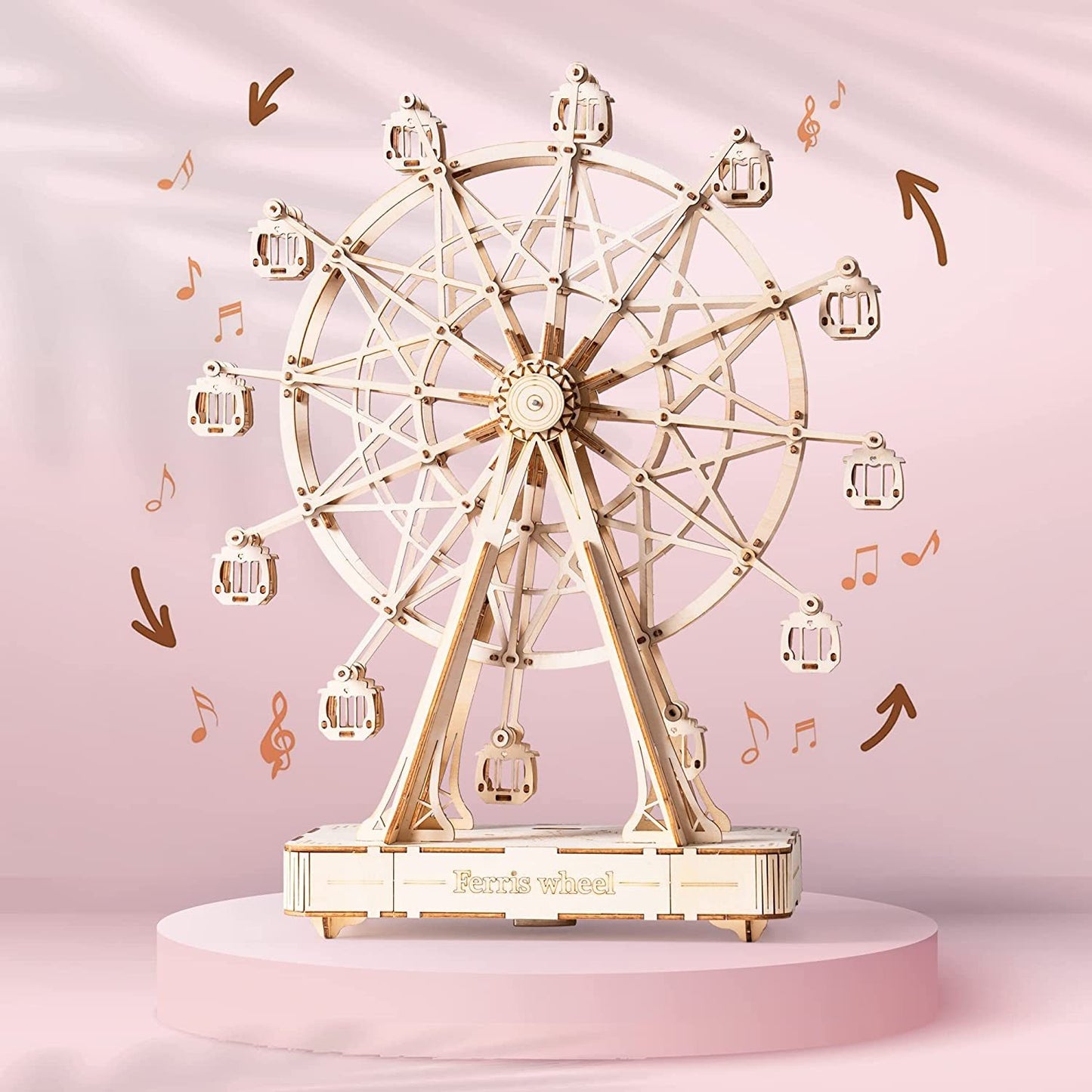 Robotime DIY Holz Drehbare Riesenrad Modell Mit Spielen Musik Spielzeug Für Kinder Geburtstag
