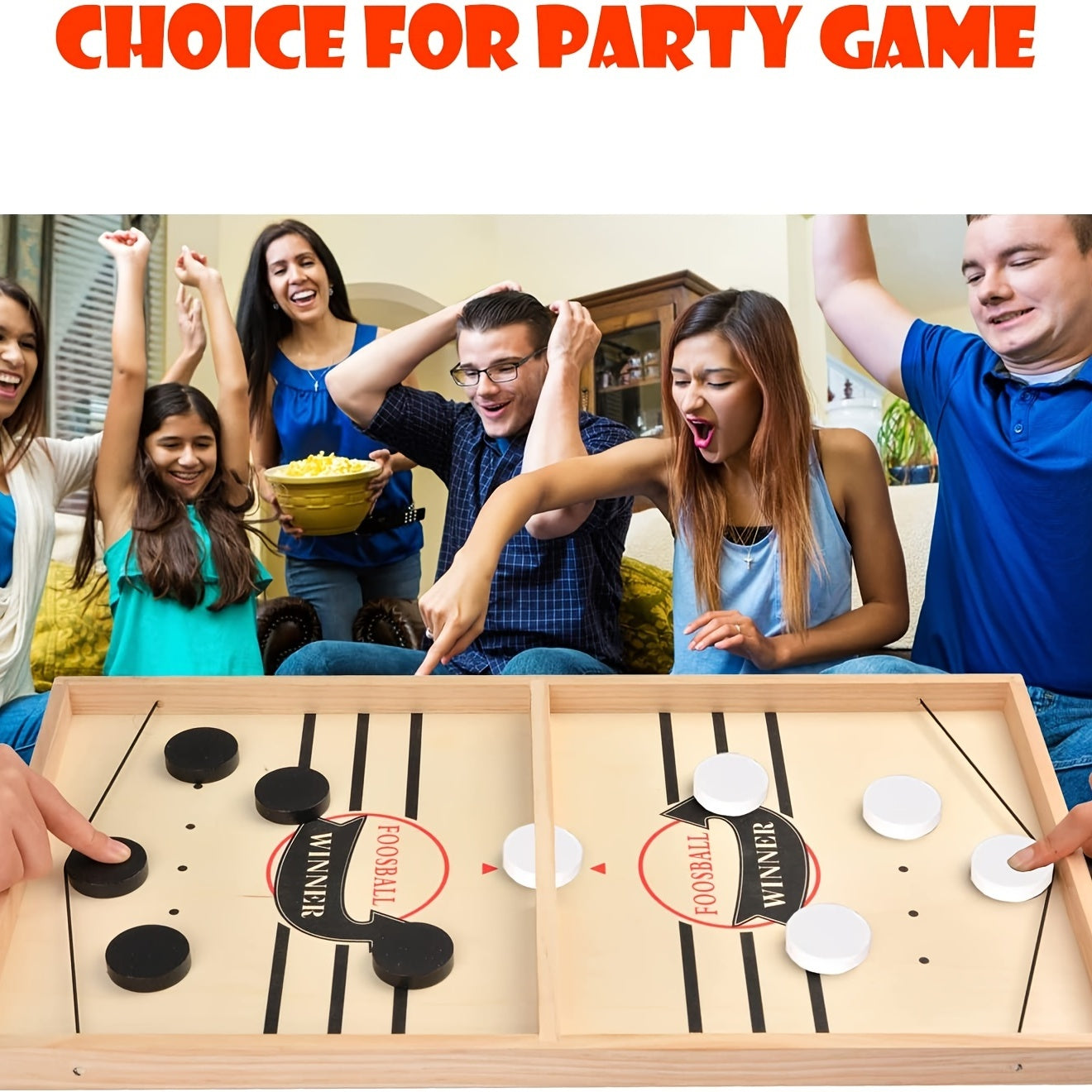 Schnelles Sling-Puck-Spiel, hölzernes Hockeyspiel, Super-Tischfußballtisch, Desktop-Battle-Eltern-Kind-Interaktionssieger-Slingshot-Spiel, Familienspielspielzeug für Erwachsene und Kinder