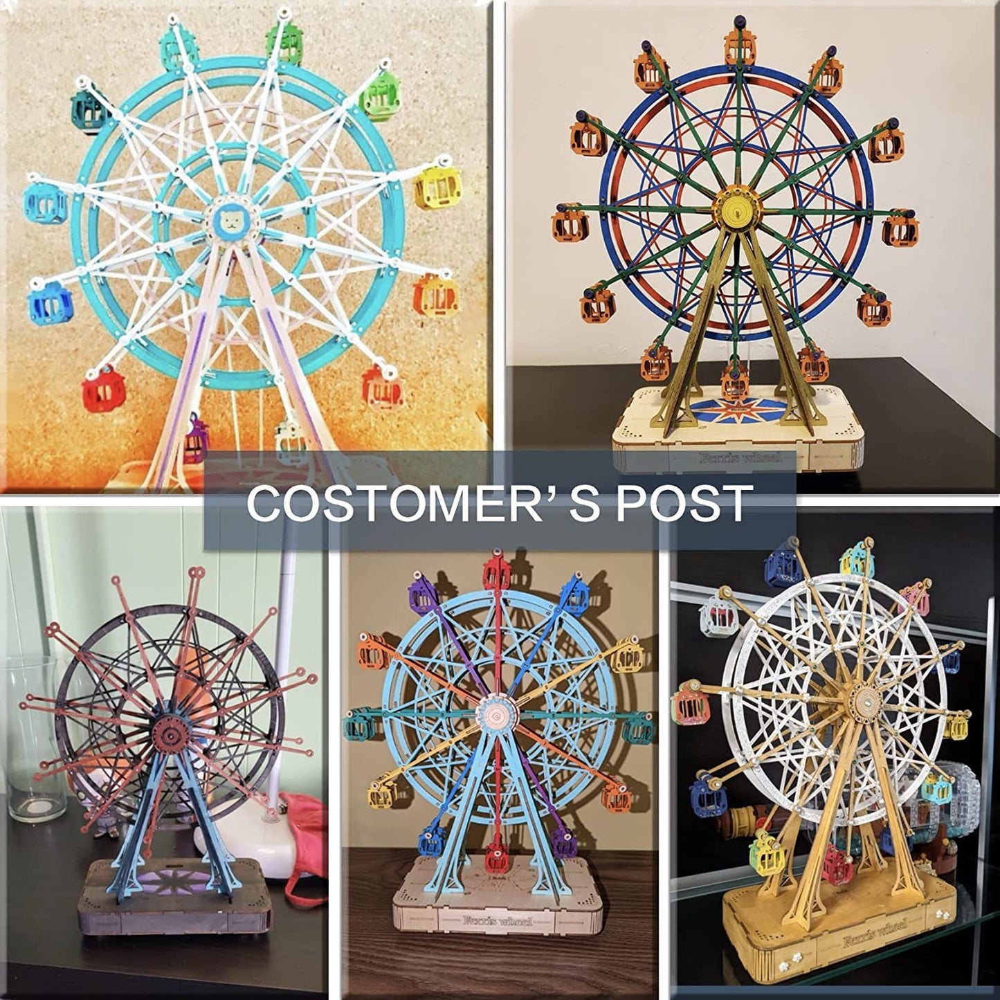 Robotime DIY Holz Drehbare Riesenrad Modell Mit Spielen Musik Spielzeug Für Kinder Geburtstag