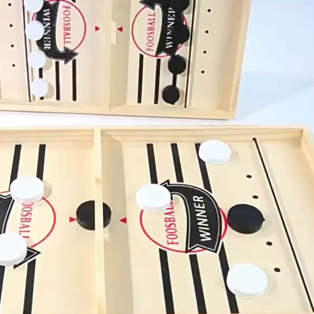 Schnelles Sling-Puck-Spiel, hölzernes Hockeyspiel, Super-Tischfußballtisch, Desktop-Battle-Eltern-Kind-Interaktionssieger-Slingshot-Spiel, Familienspielspielzeug für Erwachsene und Kinder