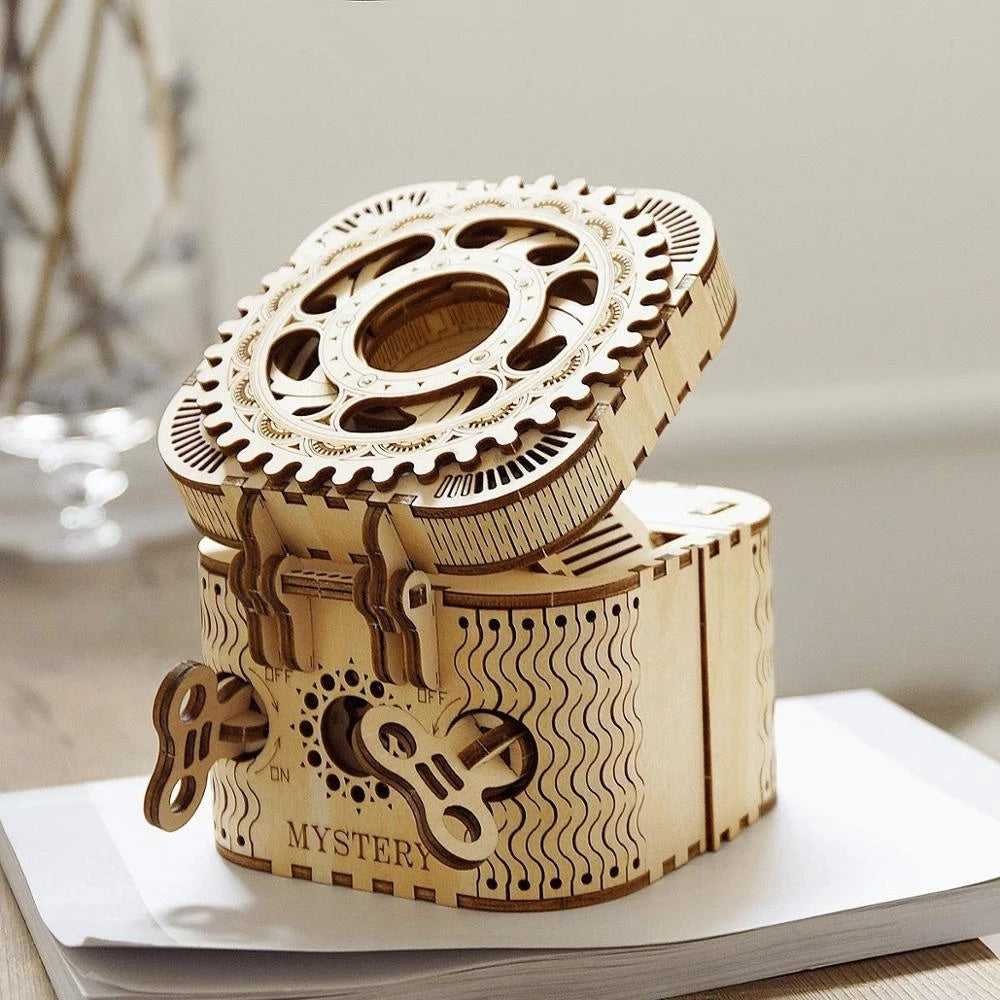 Robotime Rokr 123-teiliges Schatzkisten-Kreatives 3D-Holzpuzzle-Spiel zum Zusammenbauen, Spielzeug für Kinder, Erwachsene und Jugendliche