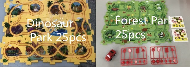 Kinder Puzzle Elektrische Eisenbahn Speeder DIY Montage Elektrische Auto Automatische Schiene Stadt Szene Bau Bildung Spielzeug Geschenk
