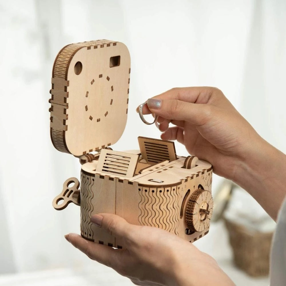 Robotime Rokr 123-teiliges Schatzkisten-Kreatives 3D-Holzpuzzle-Spiel zum Zusammenbauen, Spielzeug für Kinder, Erwachsene und Jugendliche