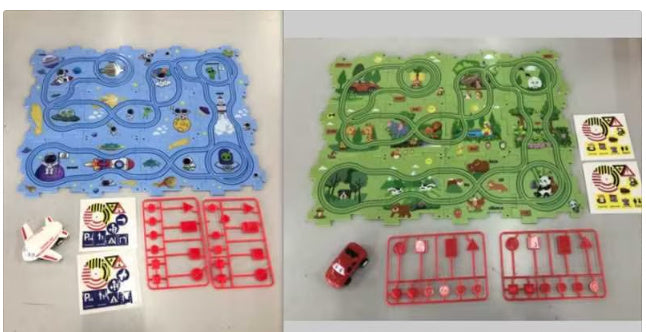 Kinder Puzzle Elektrische Eisenbahn Speeder DIY Montage Elektrische Auto Automatische Schiene Stadt Szene Bau Bildung Spielzeug Geschenk