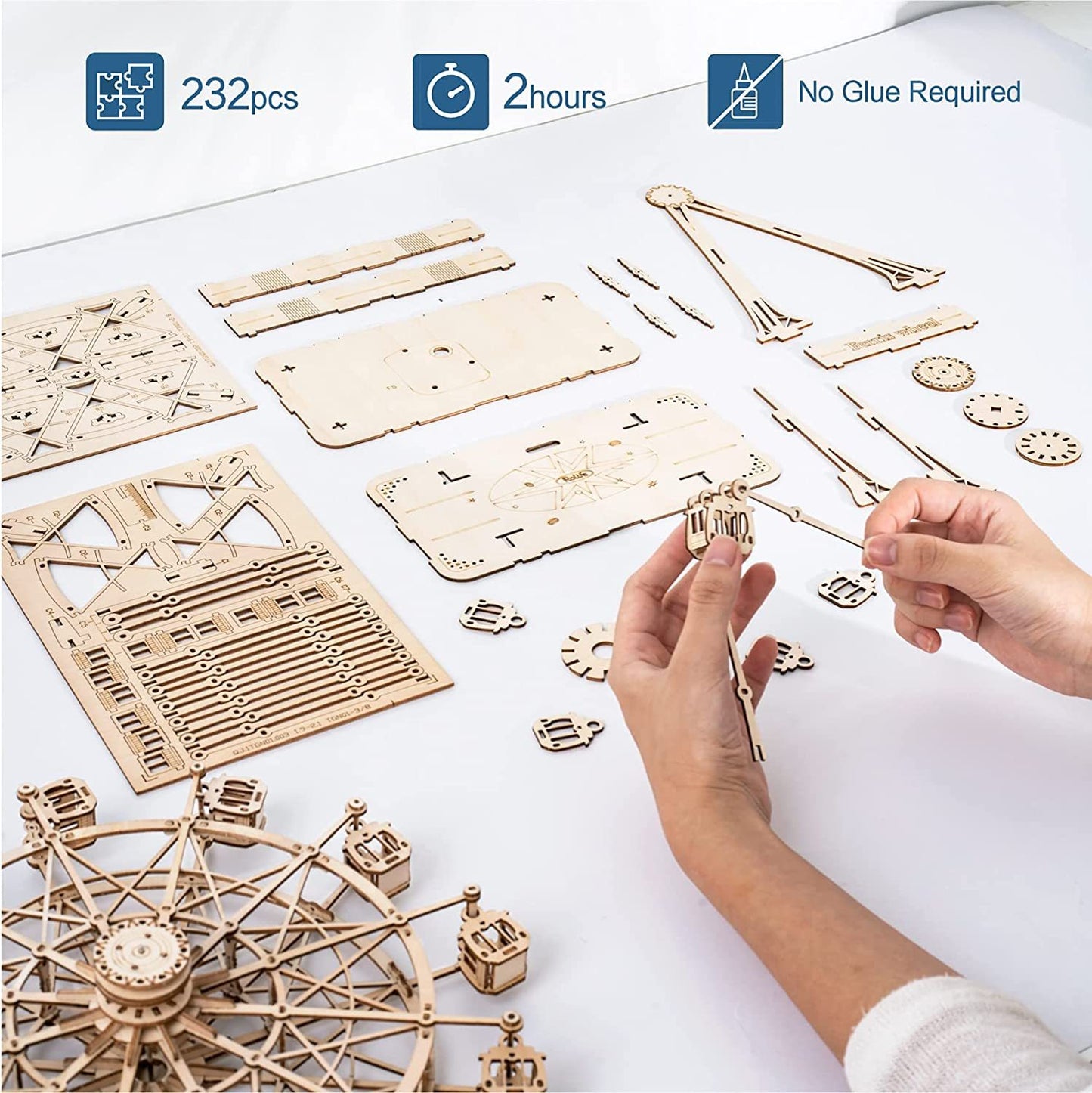 Robotime DIY Holz Drehbare Riesenrad Modell Mit Spielen Musik Spielzeug Für Kinder Geburtstag