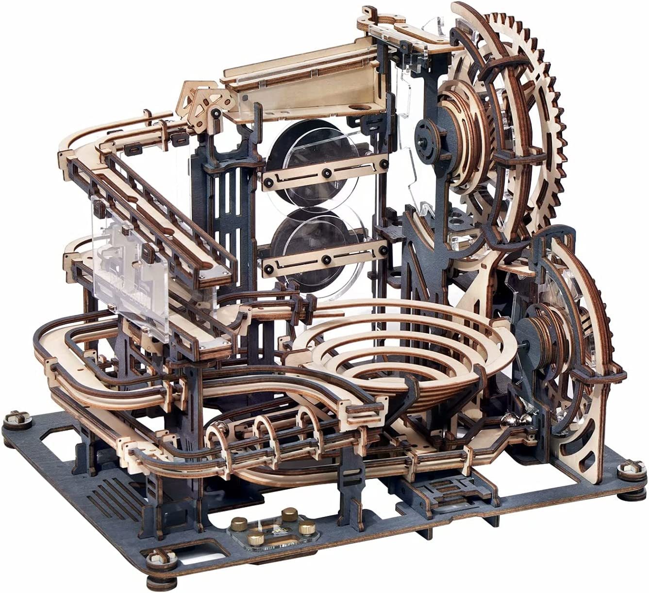 Robotime ROKR Marble Night City 3D-Holzpuzzle-Spiele Montage Wasserradmodell Spielzeug für Kinder