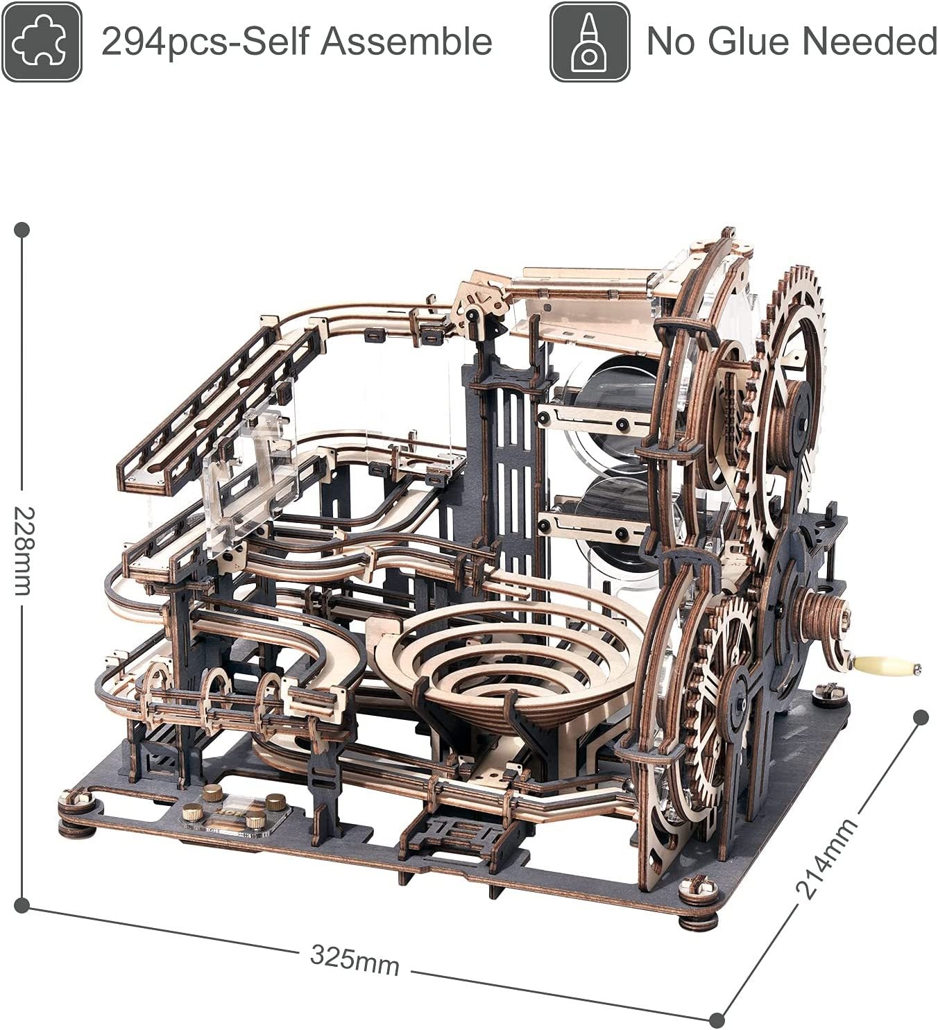 Robotime ROKR Marble Night City 3D-Holzpuzzle-Spiele Montage Wasserradmodell Spielzeug für Kinder