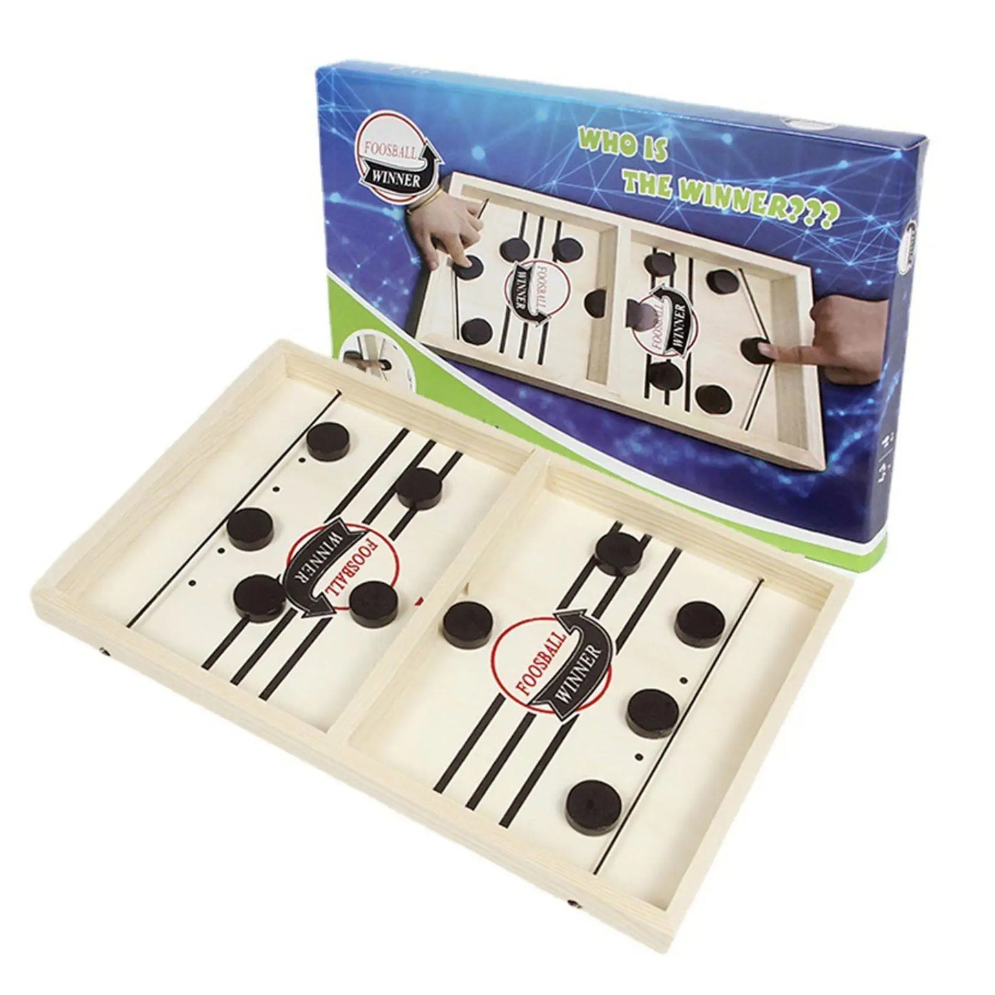 Schnelles Sling-Puck-Spiel, hölzernes Hockeyspiel, Super-Tischfußballtisch, Desktop-Battle-Eltern-Kind-Interaktionssieger-Slingshot-Spiel, Familienspielspielzeug für Erwachsene und Kinder