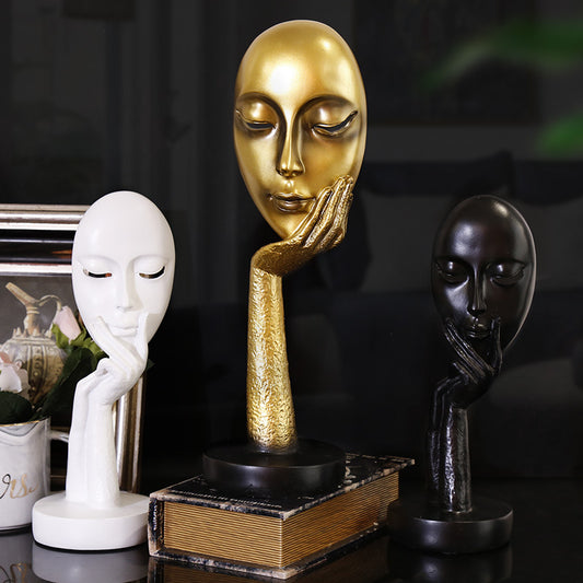 Nordische abstrakte Kunst Denker Denken Dame Maske Figurine Harz Statue Büro TV Schrank Hause Dekoration Handwerk