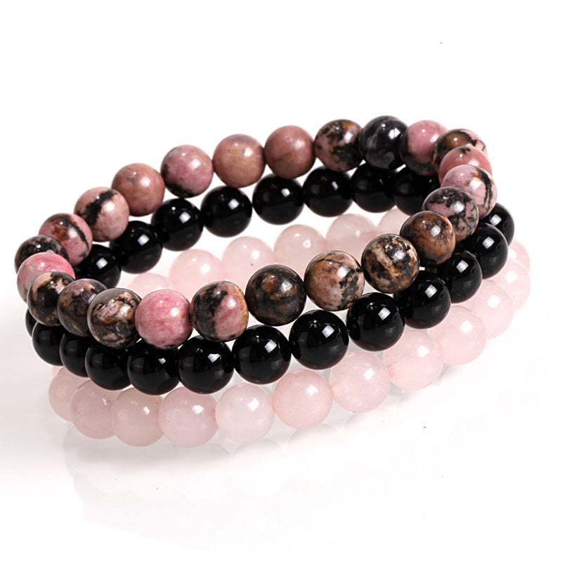 Schwarzes Achat-Rosenstein-Armband