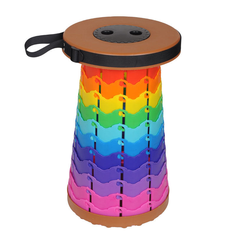Tragbarer, zusammenklappbarer, einziehbarer Reisehocker in Regenbogenfarben