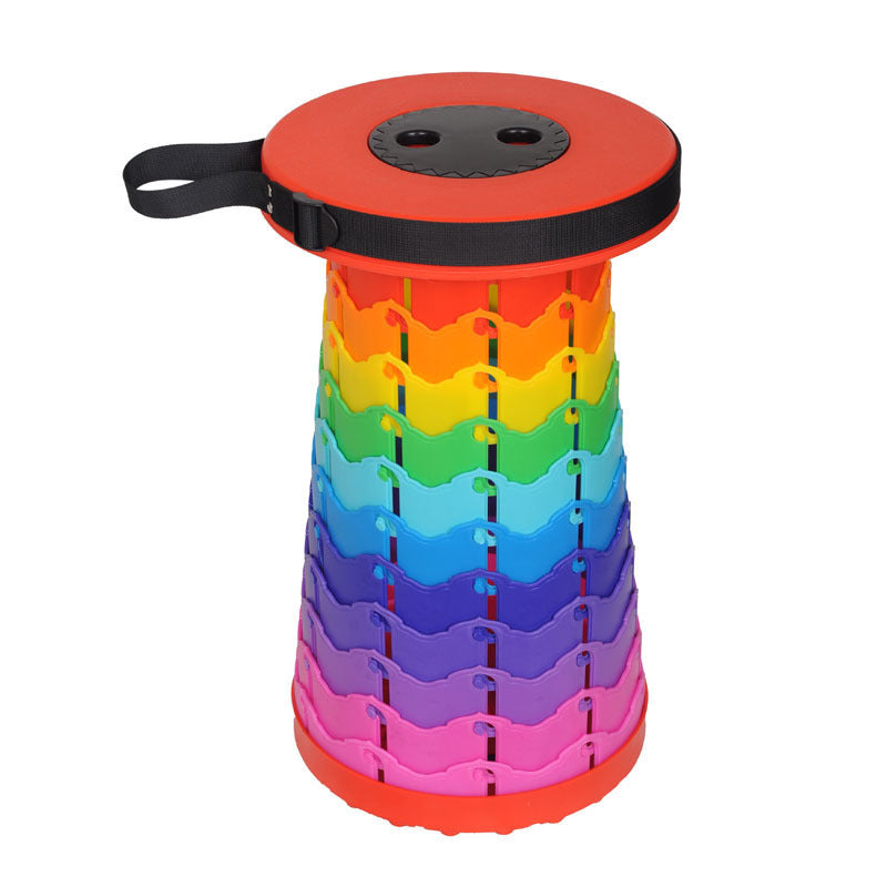Tragbarer, zusammenklappbarer, einziehbarer Reisehocker in Regenbogenfarben