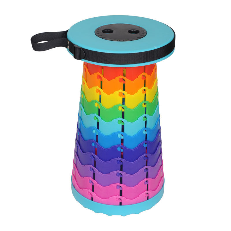 Tragbarer, zusammenklappbarer, einziehbarer Reisehocker in Regenbogenfarben