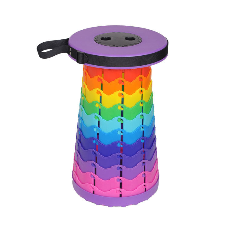 Tragbarer, zusammenklappbarer, einziehbarer Reisehocker in Regenbogenfarben