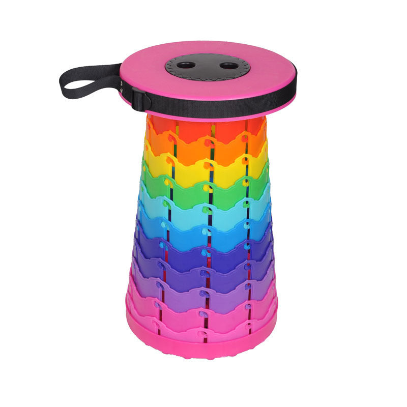 Tragbarer, zusammenklappbarer, einziehbarer Reisehocker in Regenbogenfarben