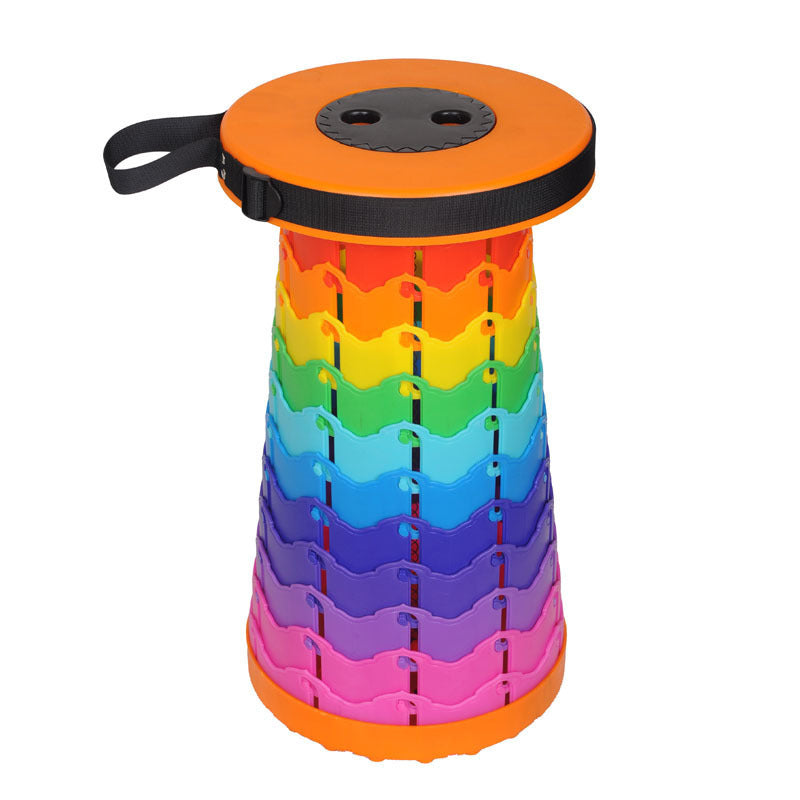 Tragbarer, zusammenklappbarer, einziehbarer Reisehocker in Regenbogenfarben