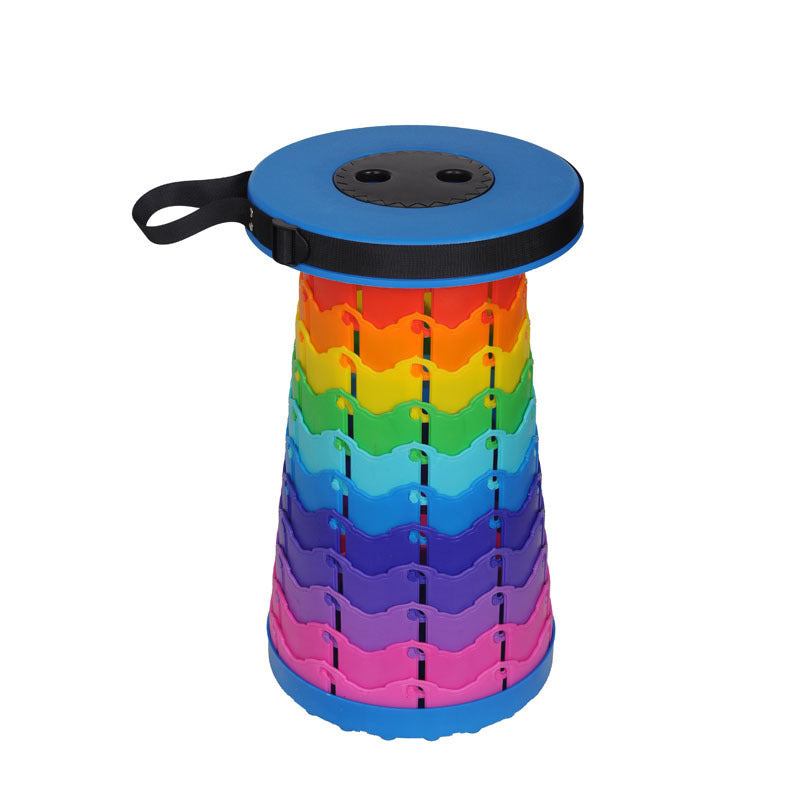 Tragbarer, zusammenklappbarer, einziehbarer Reisehocker in Regenbogenfarben