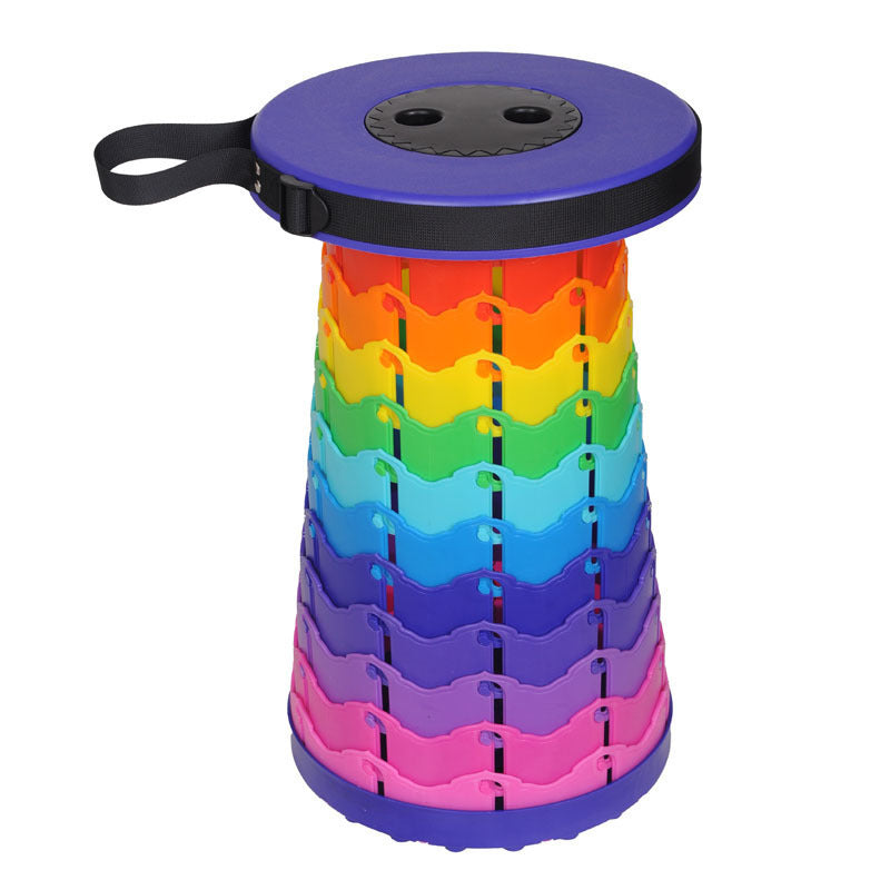 Tragbarer, zusammenklappbarer, einziehbarer Reisehocker in Regenbogenfarben