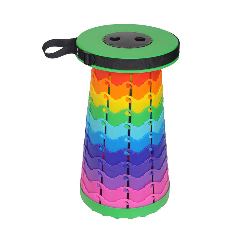 Tragbarer, zusammenklappbarer, einziehbarer Reisehocker in Regenbogenfarben