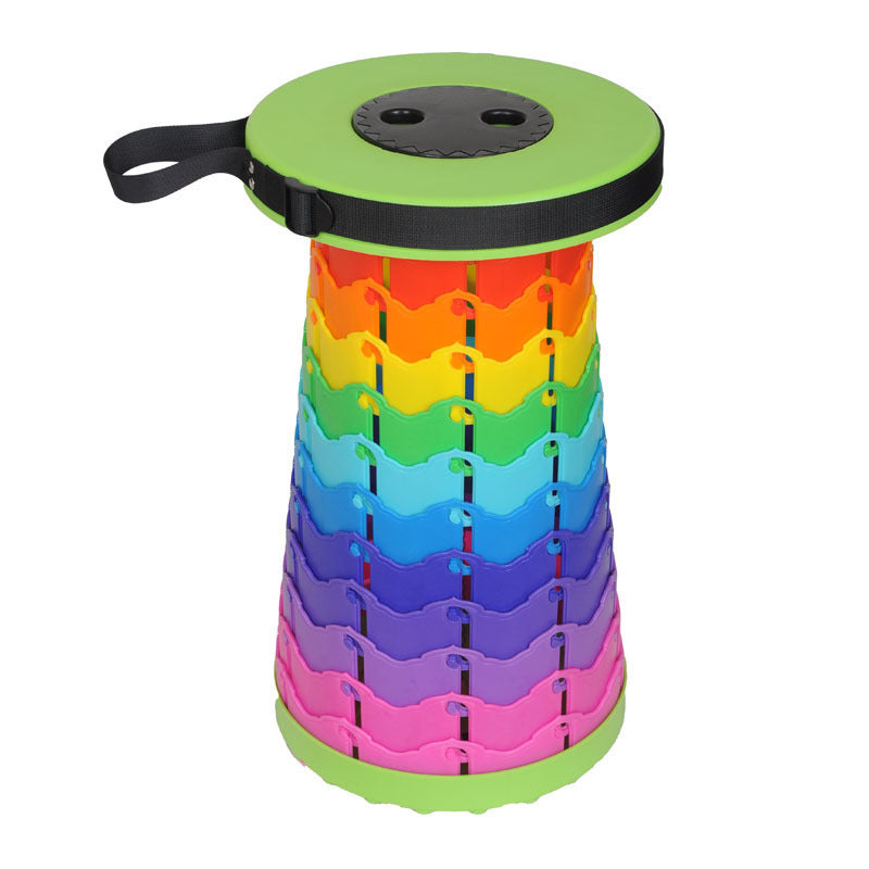 Tragbarer, zusammenklappbarer, einziehbarer Reisehocker in Regenbogenfarben