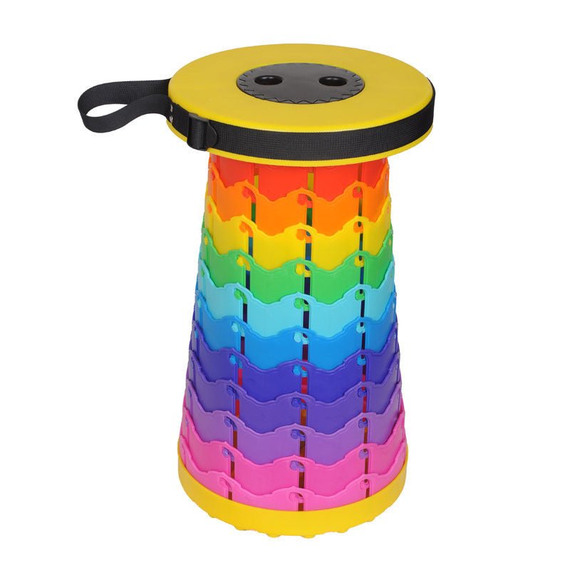 Tragbarer, zusammenklappbarer, einziehbarer Reisehocker in Regenbogenfarben