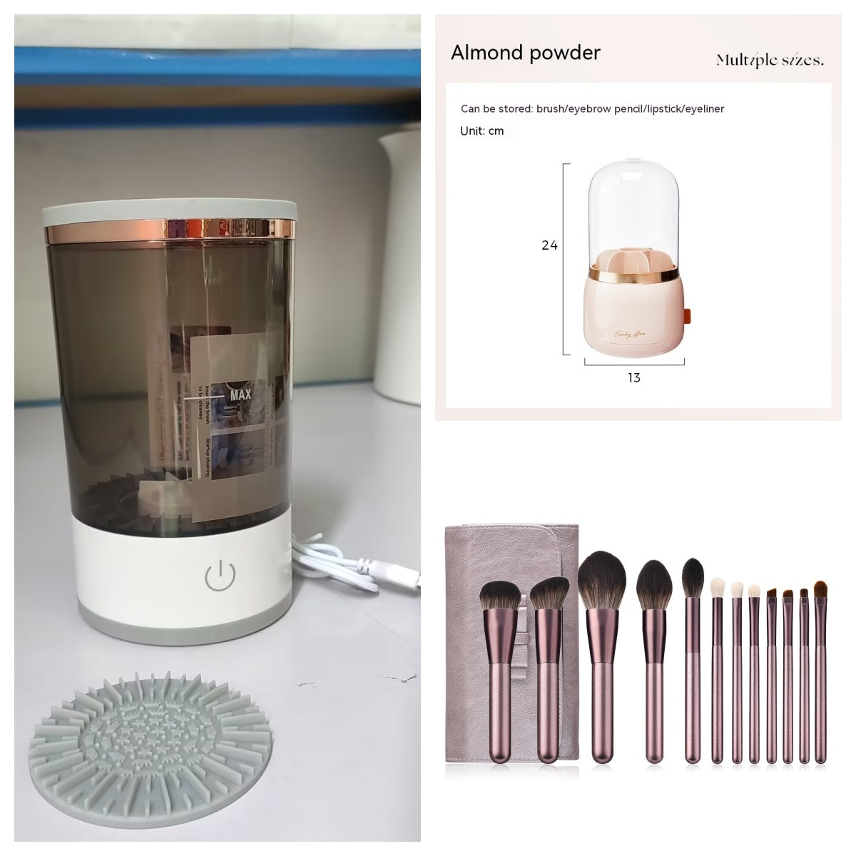 Reinigungswerkzeug für Lidschattenpinsel für Frauen, tragbare elektrische Make-up-Pinsel-Reinigungsmaschine mit USB-Aufladung, automatischer Kosmetikpinsel