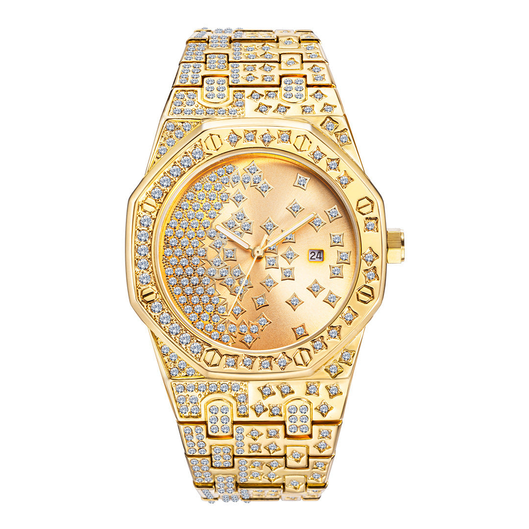 Kreative Herrenuhr mit Sternen und Diamanten
