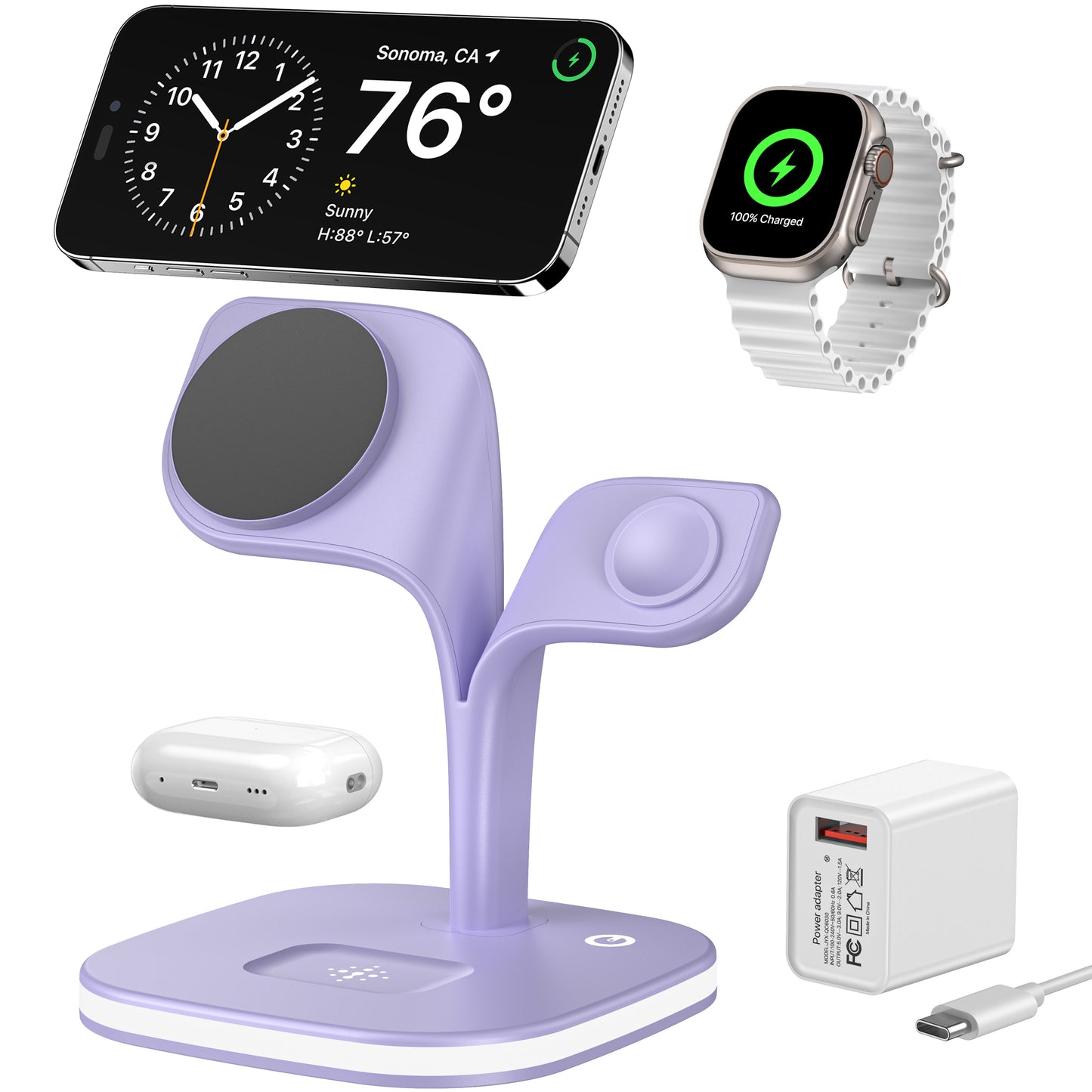5-in-1 magnetische, kabellose Desktop-Schnellladestation für mehrere Geräte