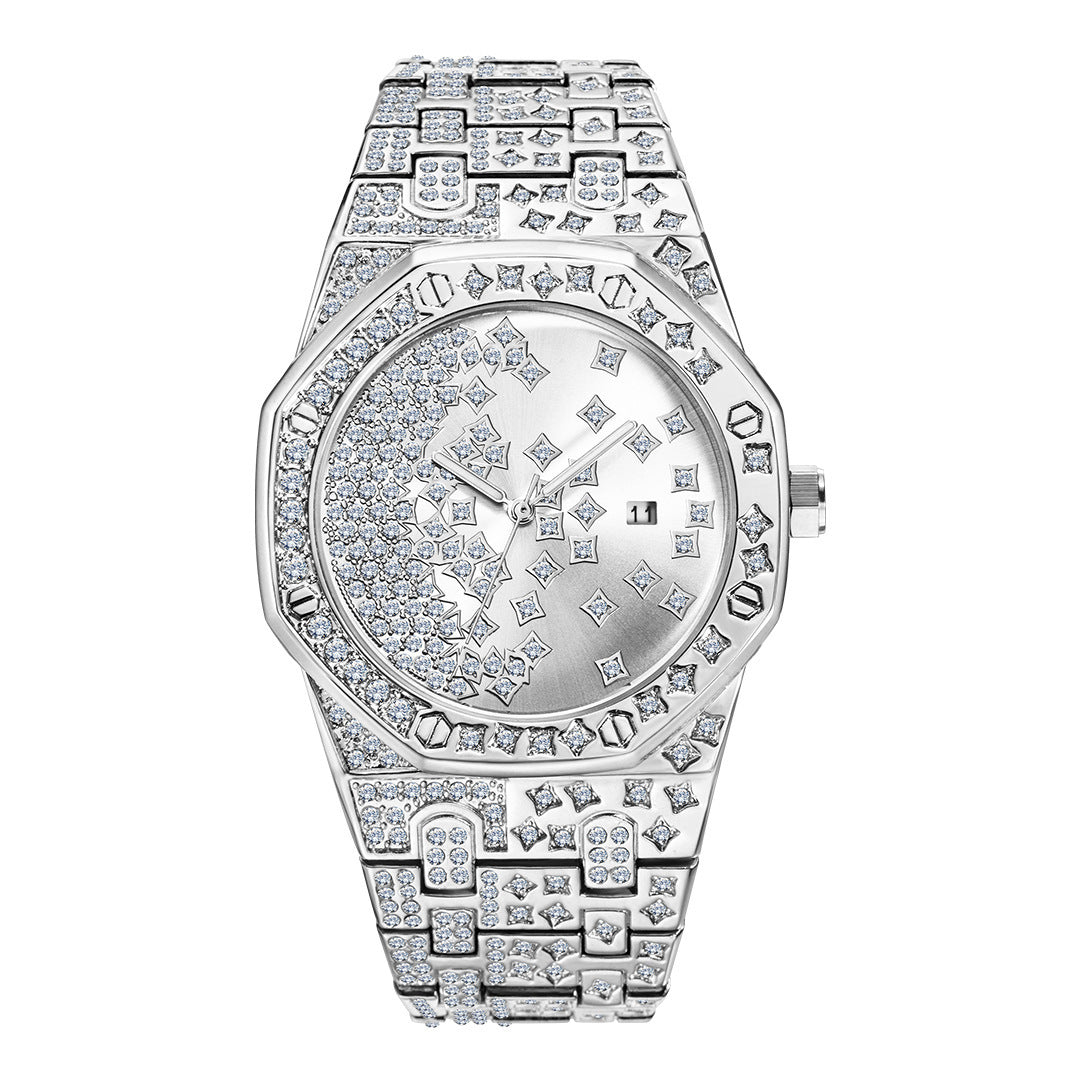 Kreative Herrenuhr mit Sternen und Diamanten